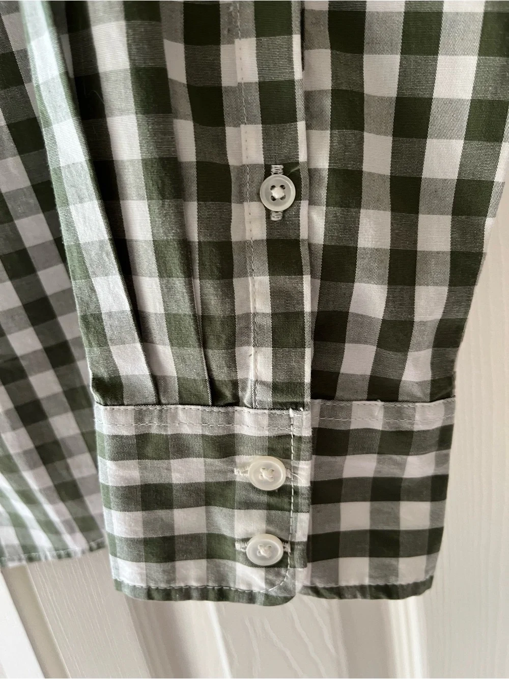 J. Crew Womens Green and White Gingham Button-Down Shirt
